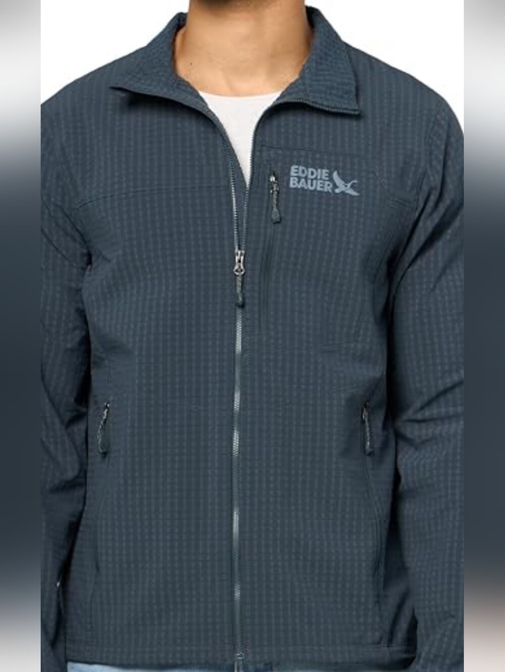 EDDIE BAUER MENS SANDSTONE GRID LIGHTWEIGHT SOFTSHELL JACKET XL BLUE